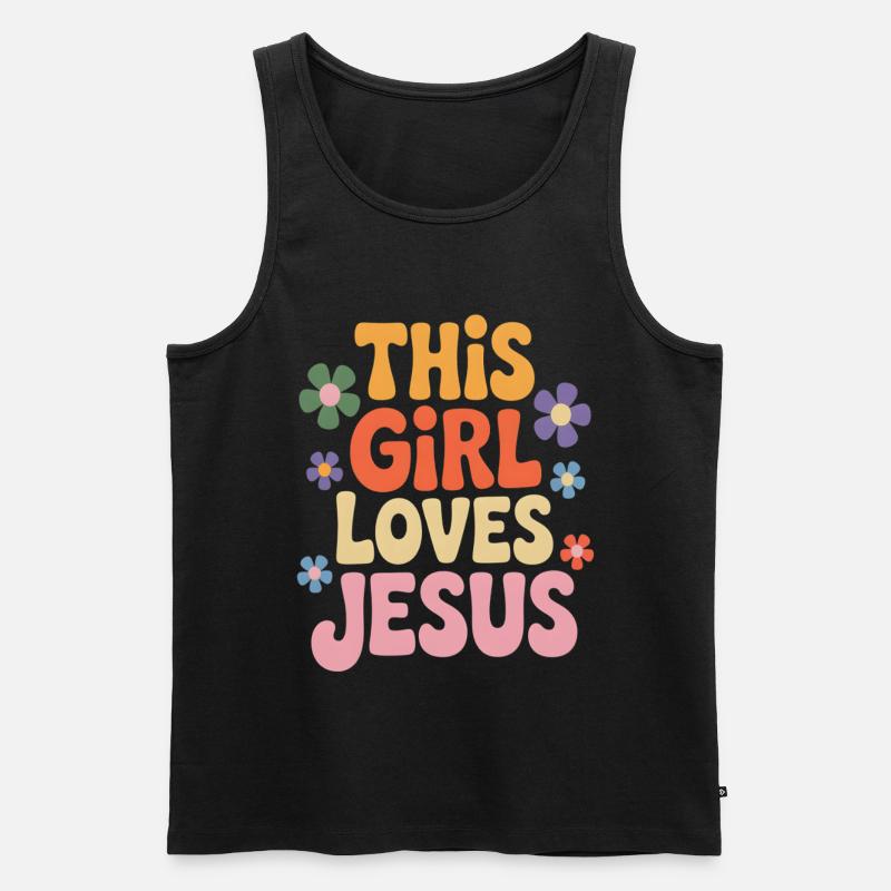 Dieses Mädchen liebt Jesus - Männer Premium Bio Tank Top - Schwarz