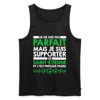 Supporter Saint Etienne Football Foot Stéphanois - Men's Premium Organic Tank Top - black - Front - AI Model Male 178 light (178cm)