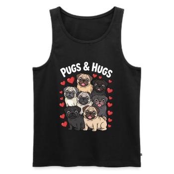 PUGS & HUGS – Un design mignon de carlin avec des cœurs - Débardeur bio Premium Homme - noir - Devant - Michal (187cm)