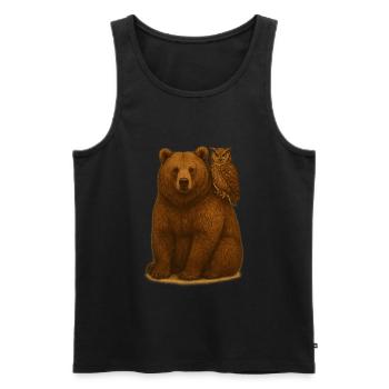 Bär und Eule - Männer Premium Bio Tank Top - Schwarz - Vorne - Michal (187cm)