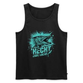 Hecht – Esox Lucius: Der Jäger - Männer Premium Bio Tank Top - Schwarz - Vorne - AI Model Male 178 light (178cm)