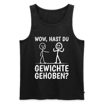 Gym WOW DID YOU LIFT WEIGHTS FUNNY - Men's Premium Organic Tank Top - black - Front - Michal (187cm)