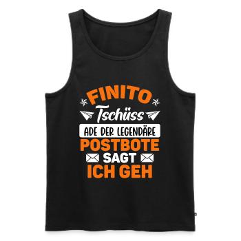Pension FINITO TSCHÜSS POSTMAN SAYS I'M GOING Funny - Men's Premium Organic Tank Top - black - Front - AI Model Male 178 light (178cm)