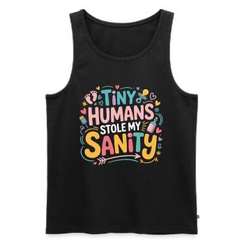 Tiny Humans Steal My Mind - Men's Premium Organic Tank Top - black - Front - Michal (187cm)