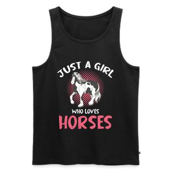 Motif La fille aime les chevaux - Débardeur bio Premium Homme - noir - Devant - Michal (187cm)