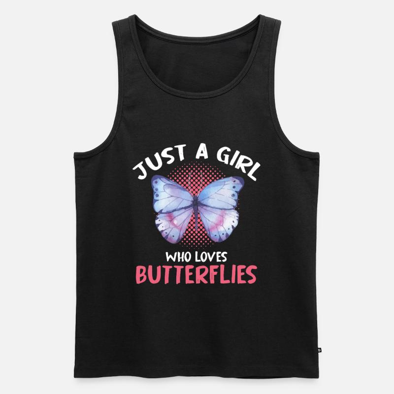 Nur ein Mädchen liebt Schmetterlinge - Männer Premium Bio Tank Top - Schwarz