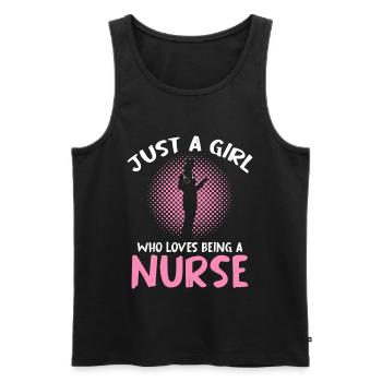 Just a Girl Nurse – Pink Halftone - Männer Premium Bio Tank Top - Schwarz - Vorne - AI Model Male 178 light (178cm)