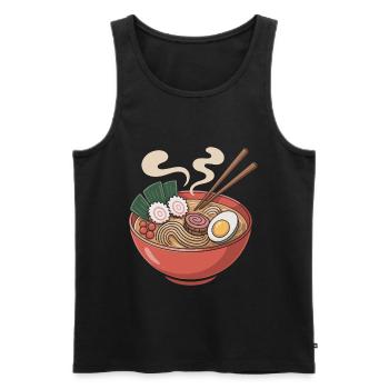 Ramen bowl, nouilles et œufs - Débardeur bio Premium Homme - noir - Devant - Michal (187cm)