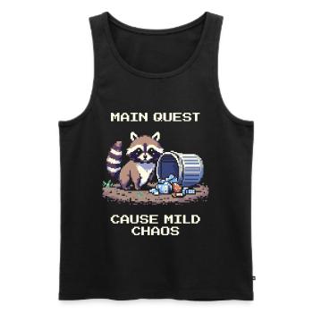 Main Quest: A Little Chaos | Raccoon Fun - Men's Premium Organic Tank Top - black - Front - AI Model Male 178 light (178cm)