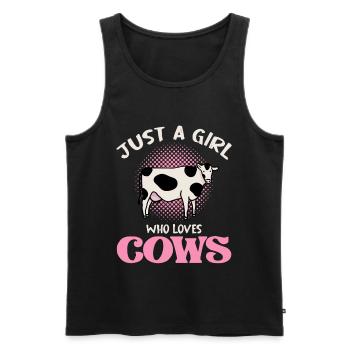 Juste une fille qui aime les vaches - Débardeur bio Premium Homme - noir - Devant - Michal (187cm)