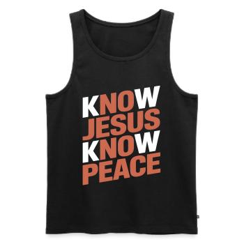 Know Jesus Know Peace - Männer Premium Bio Tank Top - Schwarz - Vorne - AI Model Male 178 light (178cm)
