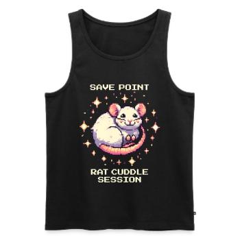 Savepoint: Ratten-Kuschelzeit | Farbratte - Männer Premium Bio Tank Top - Schwarz - Vorne - AI Model Male 178 light (178cm)