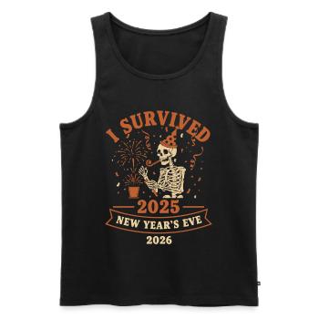J’ai survécu au réveillon du Nouvel An 2025 2026 - Débardeur bio Premium Homme - noir - Devant - Michal (187cm)