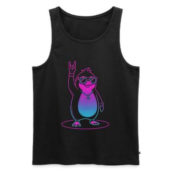 Cooler Rock Pinguin mit Sonnenbrille - Männer Premium Bio Tank Top - Schwarz - Vorne - Michal (187cm)
