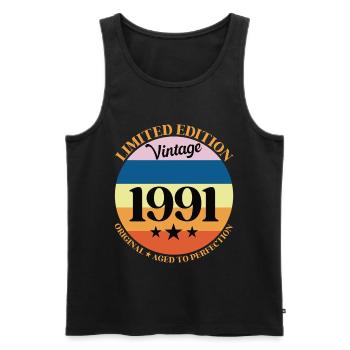 1991 Vintage Birthday Gift 91 Birthday - Men's Premium Organic Tank Top - black - Front - AI Model Male 178 light (178cm)