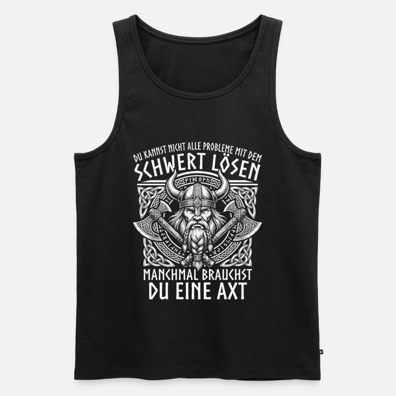 Comic Wikinger: Der tapfere Krieger - Männer Premium Bio Tank Top - Schwarz