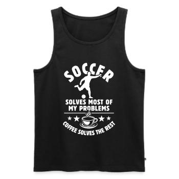 Le football résout la plupart de mes problèmes Cadeau café - Débardeur bio Premium Homme - noir - Devant - Michal (187cm)