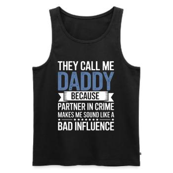 Papa partenaire de crime Tee - Débardeur bio Premium Homme - noir - Devant - Michal (187cm)