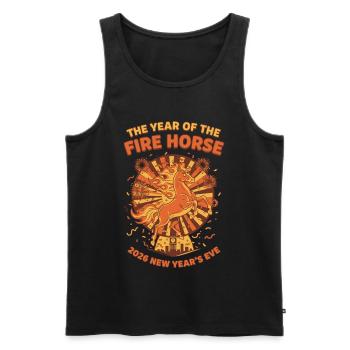 Das Jahr des Feuerpferdes Silvester 2026 - Männer Premium Bio Tank Top - Schwarz - Vorne - Michal (187cm)