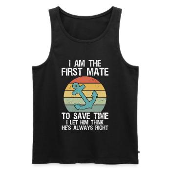 Funny First Mate for Men Women Pontoon Boat Cap - Männer Premium Bio Tank Top - Schwarz - Vorne - AI Model Male 178 light (178cm)