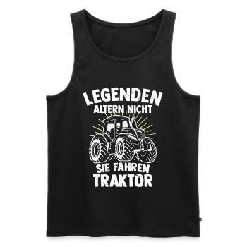Legends drive a farmer's tractor - Men's Premium Organic Tank Top - black - Front - Michal (187cm)