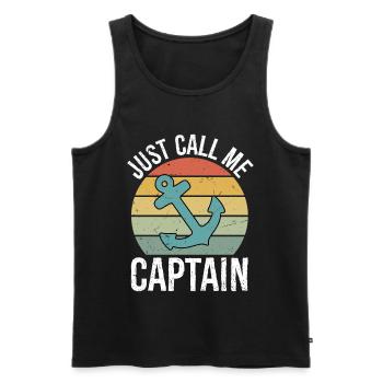 Retro Vintage Boat Just Call Me Captain - Männer Premium Bio Tank Top - Schwarz - Vorne - AI Model Male 178 light (178cm)