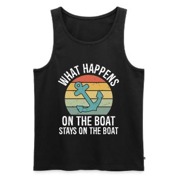 What Happens On The Boat Stays On The Boat - Männer Premium Bio Tank Top - Schwarz - Vorne - AI Model Male 178 light (178cm)
