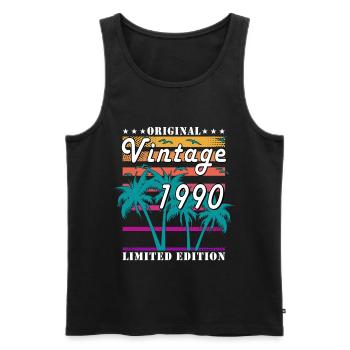Vintage 1990 Limited Edition Palmen - Männer Premium Bio Tank Top - Schwarz - Vorne - AI Model Male 178 light (178cm)