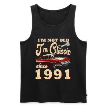Not old, I'm classic 1991 car - Men's Premium Organic Tank Top - black - Front - AI Model Male 178 light (178cm)
