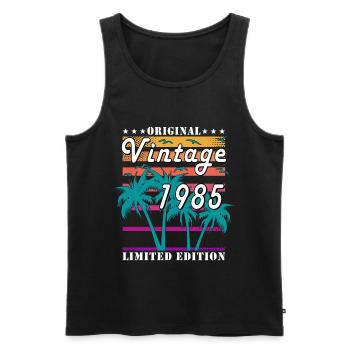 Vintage 1985 Limited Edition Palm - Männer Premium Bio Tank Top - Schwarz - Vorne - Michal (187cm)