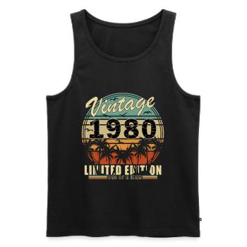 Vintage 1980 Limited Edition - Männer Premium Bio Tank Top - Schwarz - Vorne - AI Model Male 178 light (178cm)