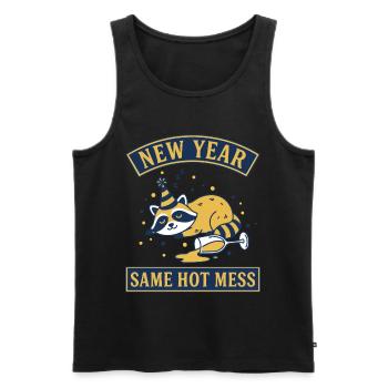Neujahr Dasselbe Durcheinander Lustiges Waschbärendesign - Männer Premium Bio Tank Top - Schwarz - Vorne - AI Model Male 178 light (178cm)
