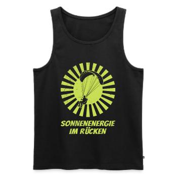Gleitschirmflieger SONNENENERGIE IM RÜCKEN LUSTIG - Männer Premium Bio Tank Top - Schwarz - Vorne - Michal (187cm)
