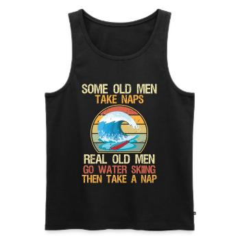 Quelques vieux hommes font la sieste, grand-père, ski nautique, ski nautique. - Débardeur bio Premium Homme - noir - Devant - Michal (187cm)