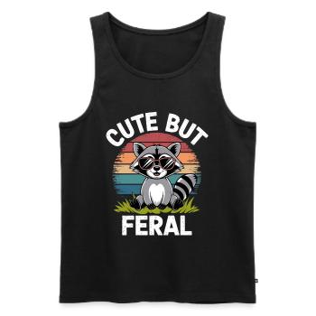 Raccoon with rainbow glasses - Men's Premium Organic Tank Top - black - Front - Michal (187cm)