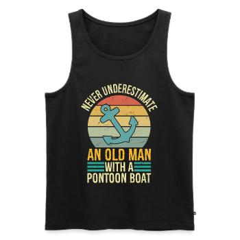 Never Underestimate An Old Man With Pontoon Boat - Männer Premium Bio Tank Top - Schwarz - Vorne - AI Model Male 178 light (178cm)
