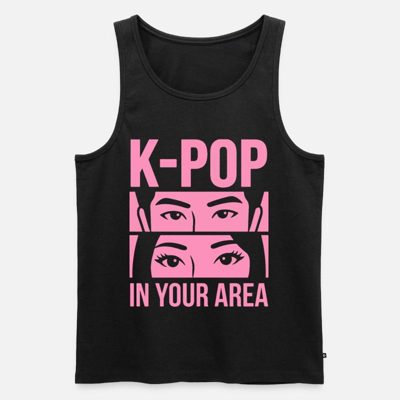 K-Pop Blick Pink in Area - Männer Premium Bio Tank Top - Schwarz