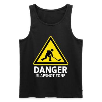 Danger Slapshot Zone Eishockey Warnschild - Men's Premium Organic Tank Top - black - Front - Michal (187cm)