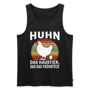 Huhn Frühstück Humor Retro - Männer Premium Bio Tank Top - Schwarz - Vorne - AI Model Male 178 light (178cm)