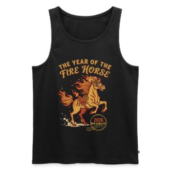 The Year Of The Fire Horse 2026 Celebration - Men's Premium Organic Tank Top - black - Front - AI Model Male 178 light (178cm)