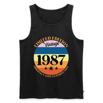 1987 Vintage Birthday Gift 87 - Men's Premium Organic Tank Top - black - Front - AI Model Male 178 light (178cm)