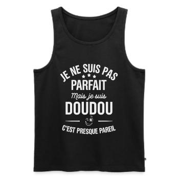 Nicht perfekt, aber Cuddly Toy ist fast dasselbe - Männer Premium Bio Tank Top - Schwarz - Vorne - Michal (187cm)