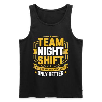Nachtschicht Team – Nur Besser - Männer Premium Bio Tank Top - Schwarz - Vorne - AI Model Male 178 light (178cm)