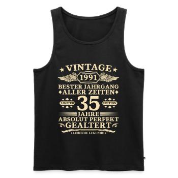 35 Years Perfectly Aged 1991 Vintage - Men's Premium Organic Tank Top - black - Front - AI Model Male 178 light (178cm)
