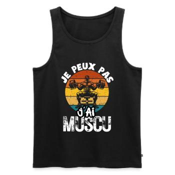 Ich kann nicht, ich habe Krafttraining – Bodybuilding - Männer Premium Bio Tank Top - Schwarz - Vorne - Michal (187cm)