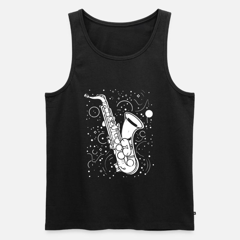 Saxophon Zeichnung - Männer Premium Bio Tank Top - Schwarz