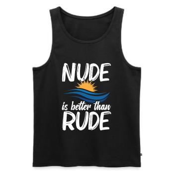 Nacktheit Ausrüstung Freiheitsliebhaber Naturist Nudismus - Männer Premium Bio Tank Top - Schwarz - Vorne - Michal (187cm)