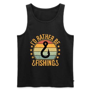Fishing Gift I'd Rather Be Fishing Bass Fish Dad - Men's Premium Organic Tank Top - black - Front - AI Model Male 178 light (178cm)