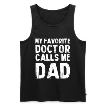 Mon médecin préféré m’appelle Papa - Débardeur bio Premium Homme - noir - Devant - Michal (187cm)