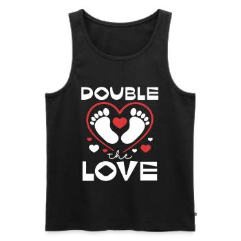 Double Love Heart Print Design - Men's Premium Organic Tank Top - black - Front - Michal (187cm)